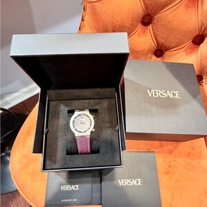 Versace Silver Watch with Rich Purple Band